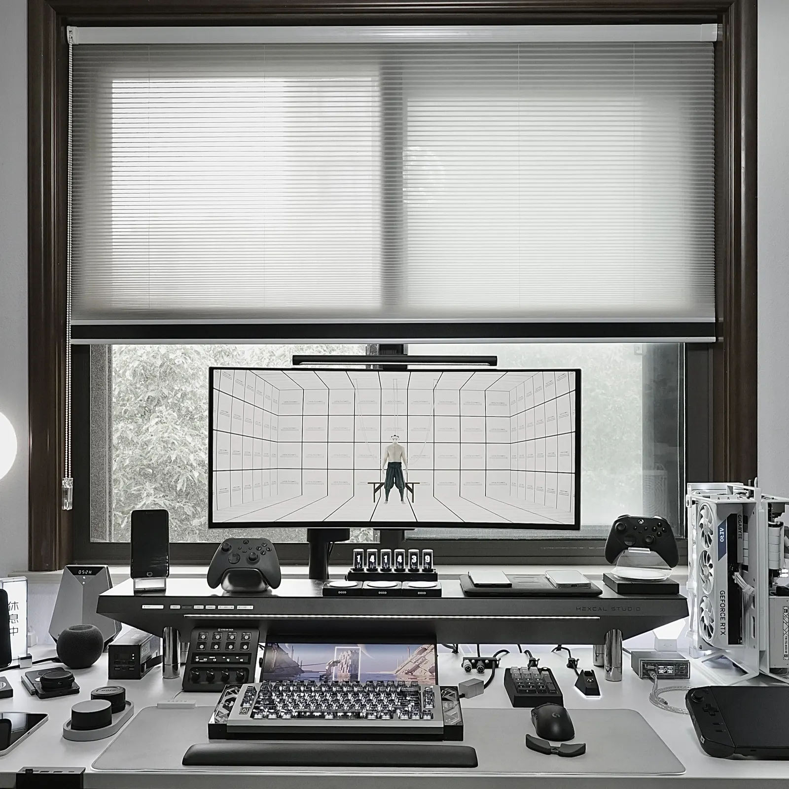 Michael Shi's workspace — content-creative setup, photo 1 of 4