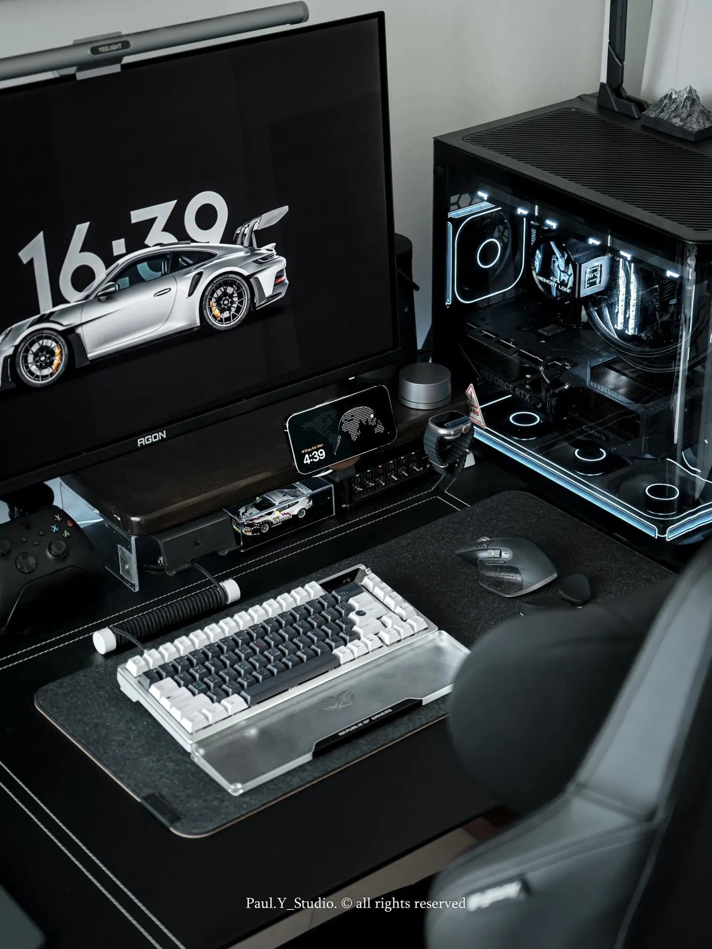 Paul Y's workspace — content-creative setup, photo 2 of 4